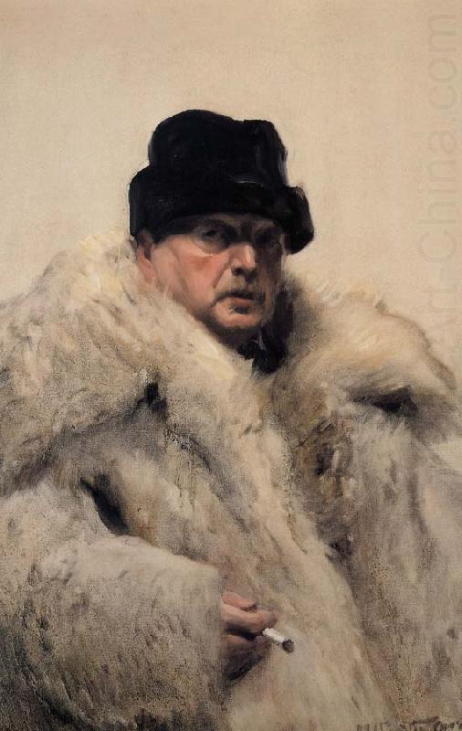 Anders Zorn Self-portrait in a Wolfskin china oil painting image
